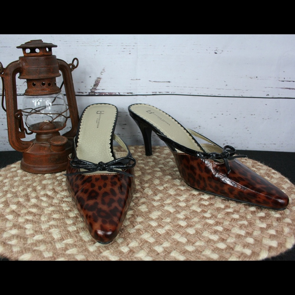 Boston Design Studio Leopard Print Mules - image 1